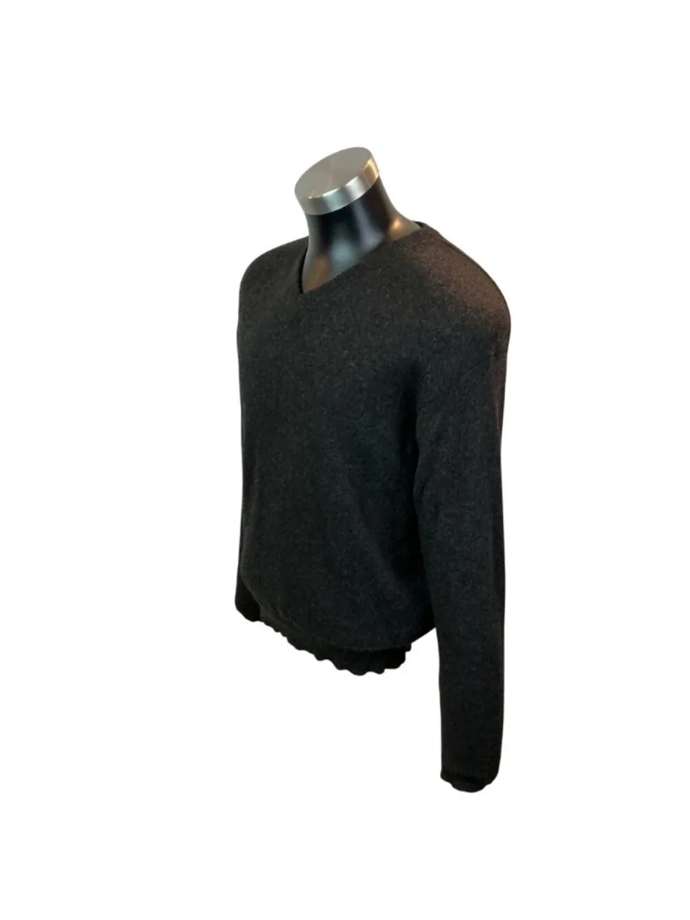 J. Crew 100% Cashmere V-Neck Sweater Mens Small Dark Gray